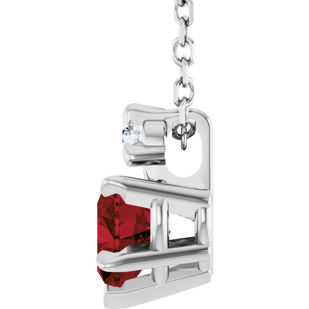 14K White Gold Natural Mozambique Garnet & .03 CT Natural Diamond 16-18" Necklace