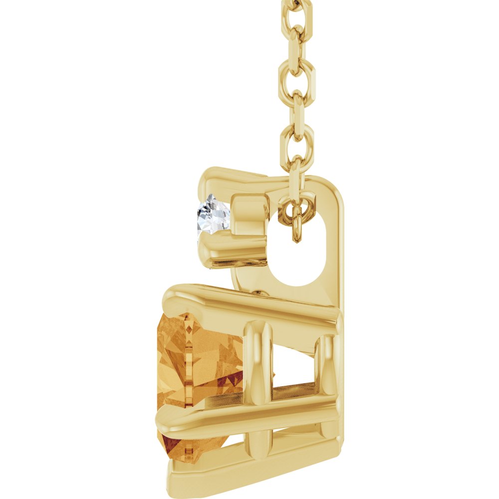 14K Yellow Gold Natural Citrine & .03 CT Natural Diamond 16-18" Necklace