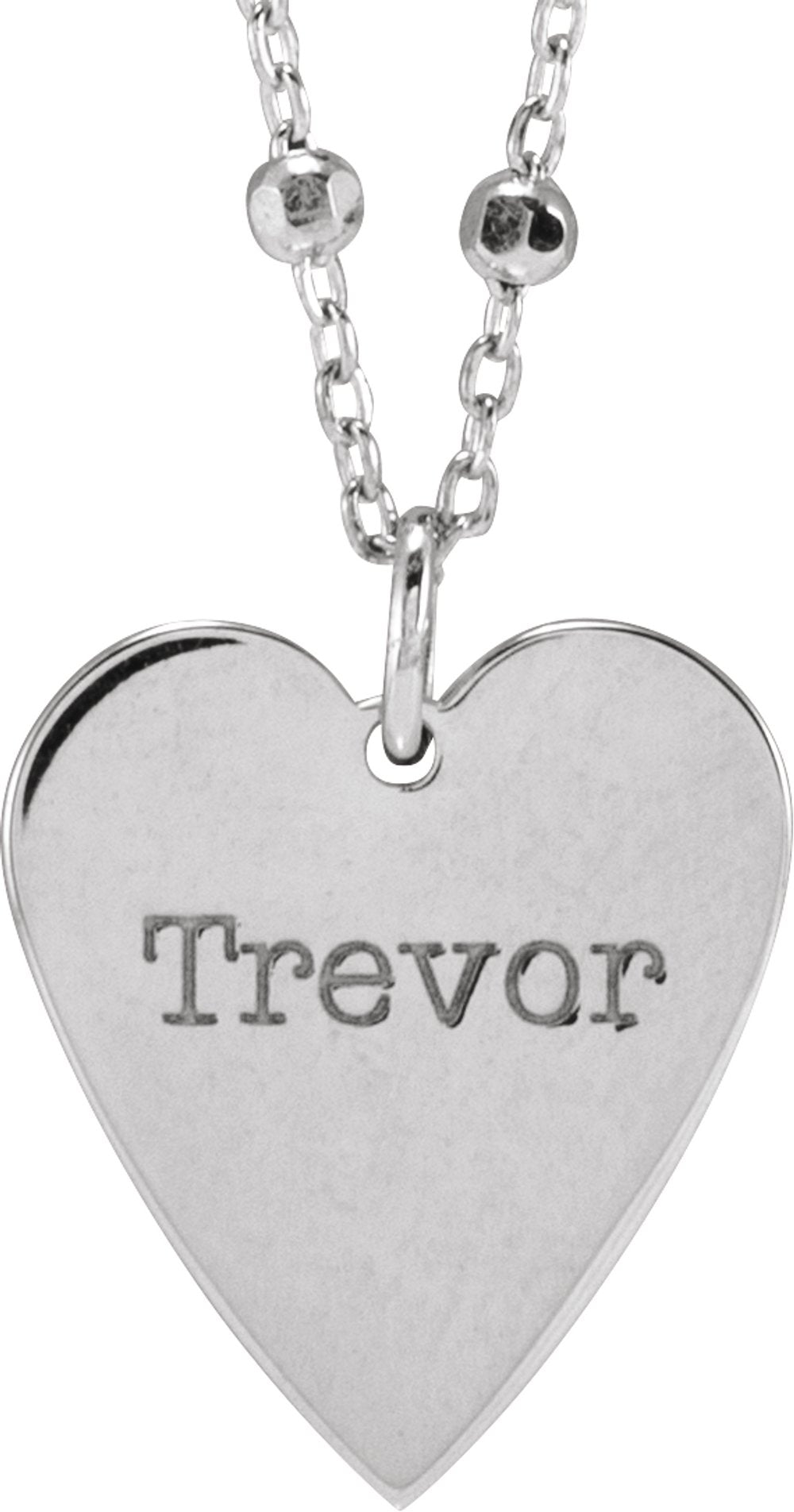 14K White Engravable Heart 16" Necklace
