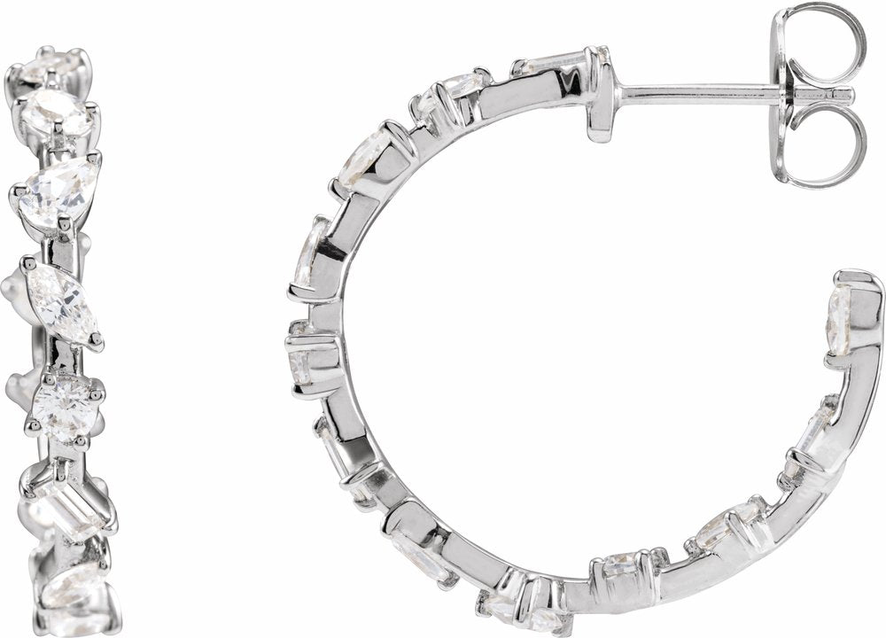 14K White Gold 2 CTW Lab-Grown Diamond 24.4 mm Hoop Earrings