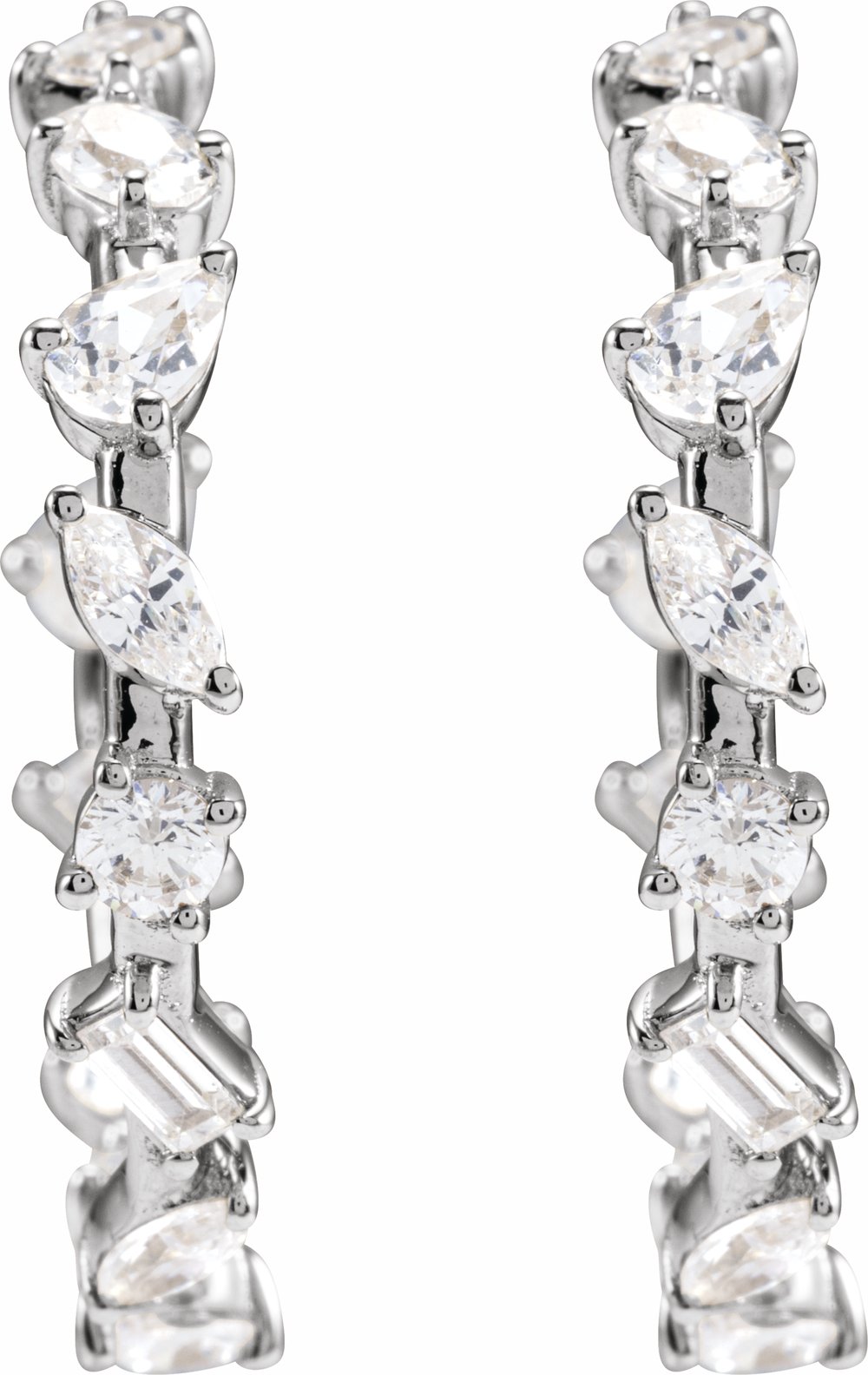 14K White Gold 2 CTW Lab-Grown Diamond 24.4 mm Hoop Earrings