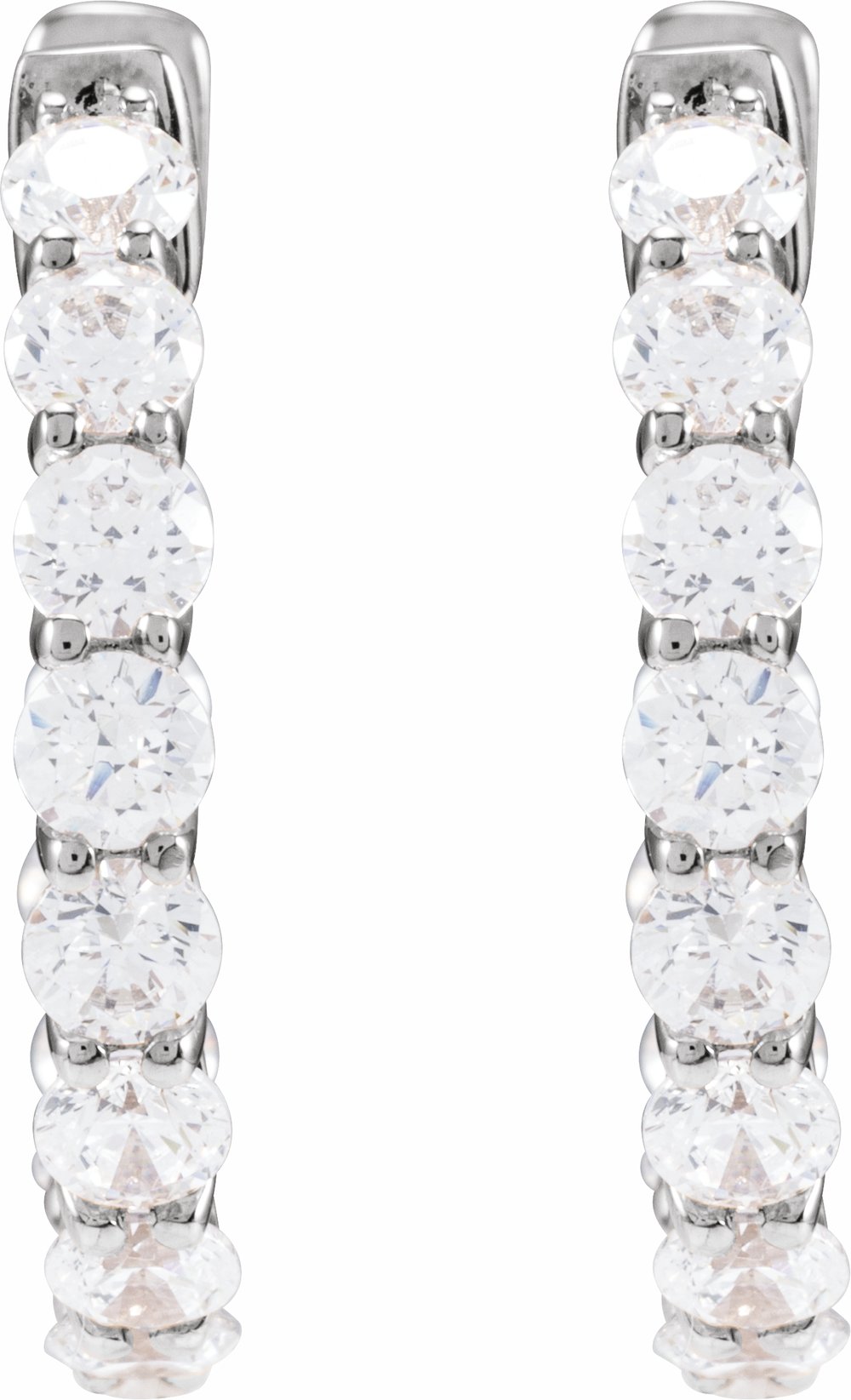 14K White Gold 2 1/5 CTW Natural Diamond Inside-Outside 19.7 mm Hoop Earrings