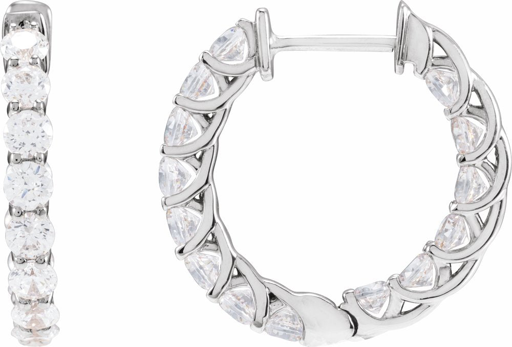 14K White Gold 2 1/5 CTW Natural Diamond Inside-Outside 19.7 mm Hoop Earrings