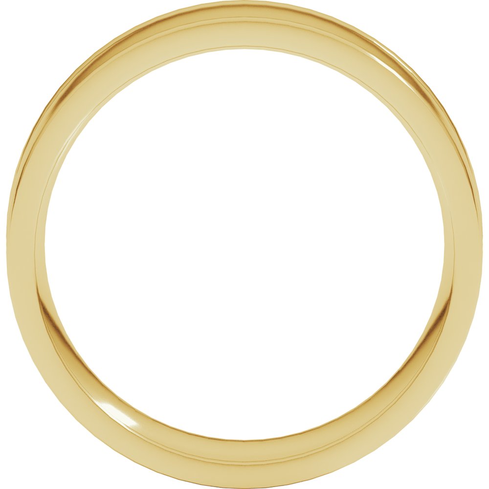 14K Yellow Gold 7 mm Round-Edge Grooved Comfort-Fit Half Round Band Size 8