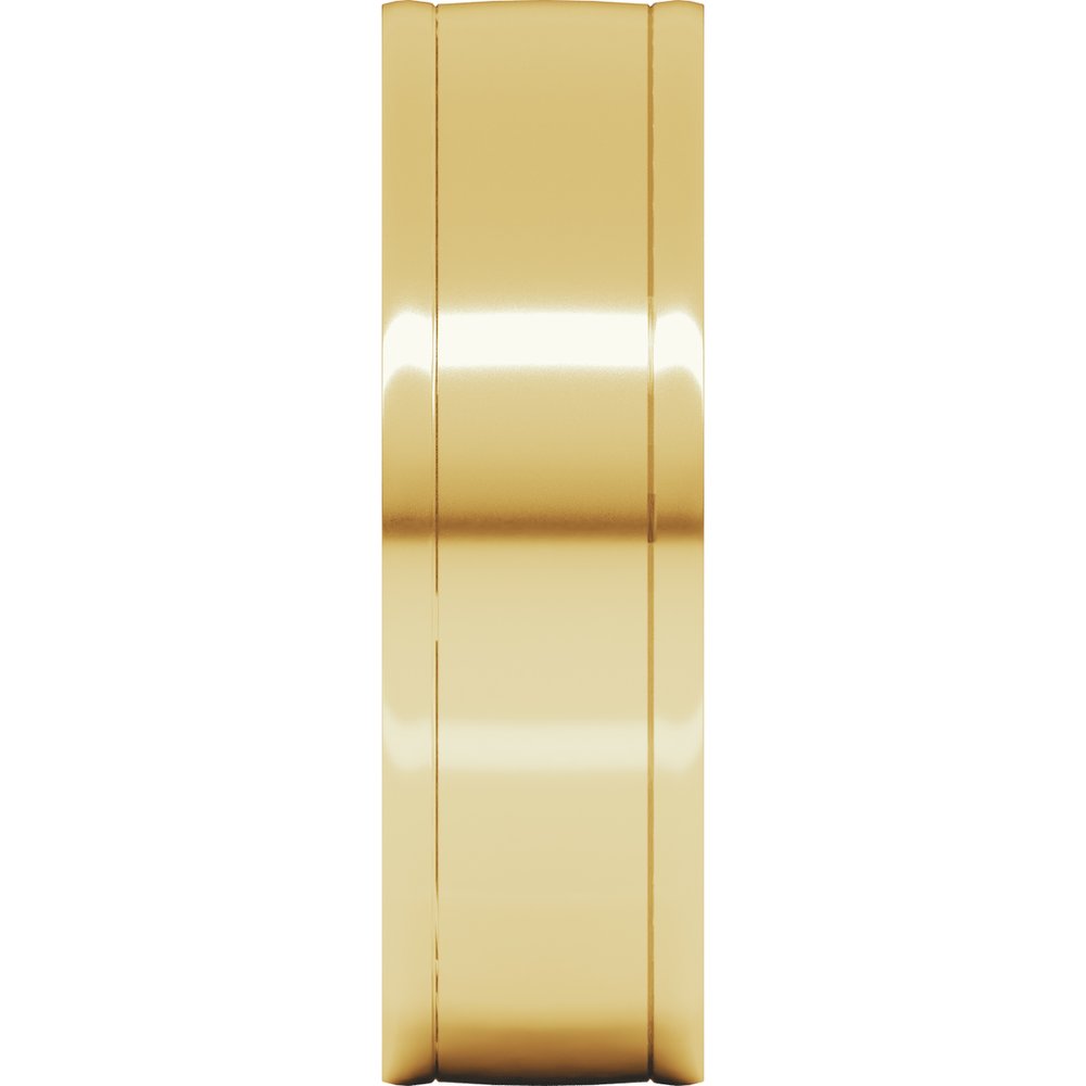 14K Yellow Gold 7 mm Round-Edge Grooved Comfort-Fit Half Round Band Size 8