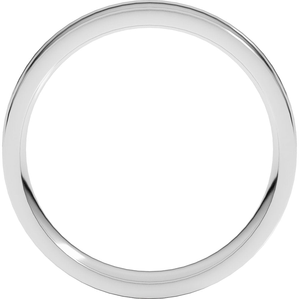 14K White 5 mm Round-Edge Grooved Comfort-Fit Half Round Band