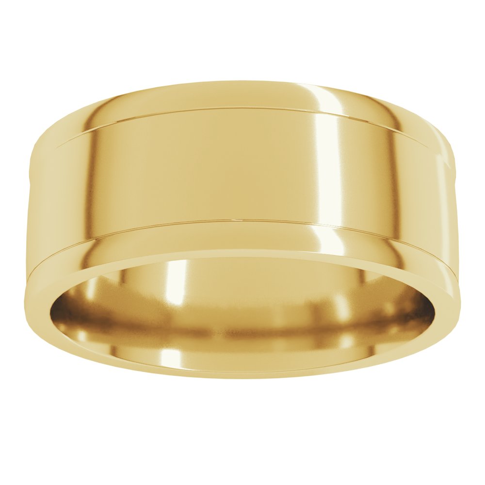 14K Yellow 9 mm Round-Edge Grooved Comfort-Fit Half Round Band Size 6.5