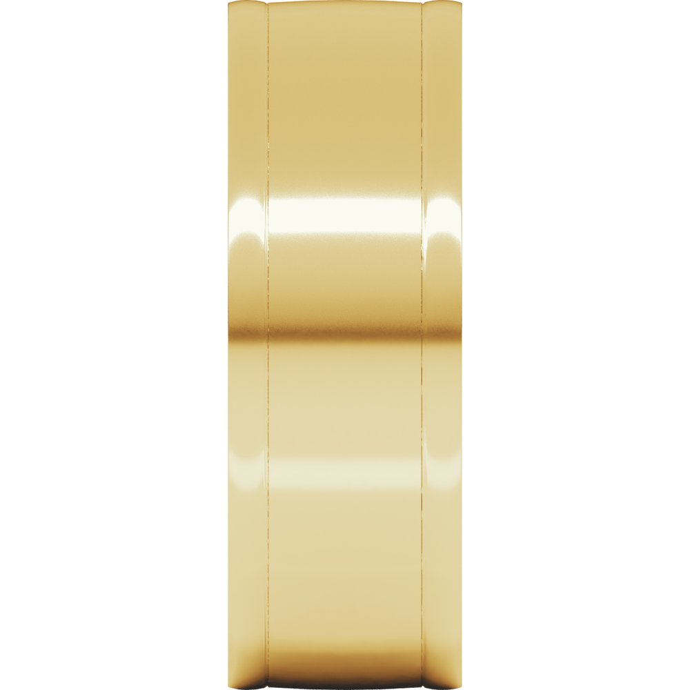 14K Yellow Gold 8 mm Round-Edge Grooved Comfort-Fit Half Round Band Size 10