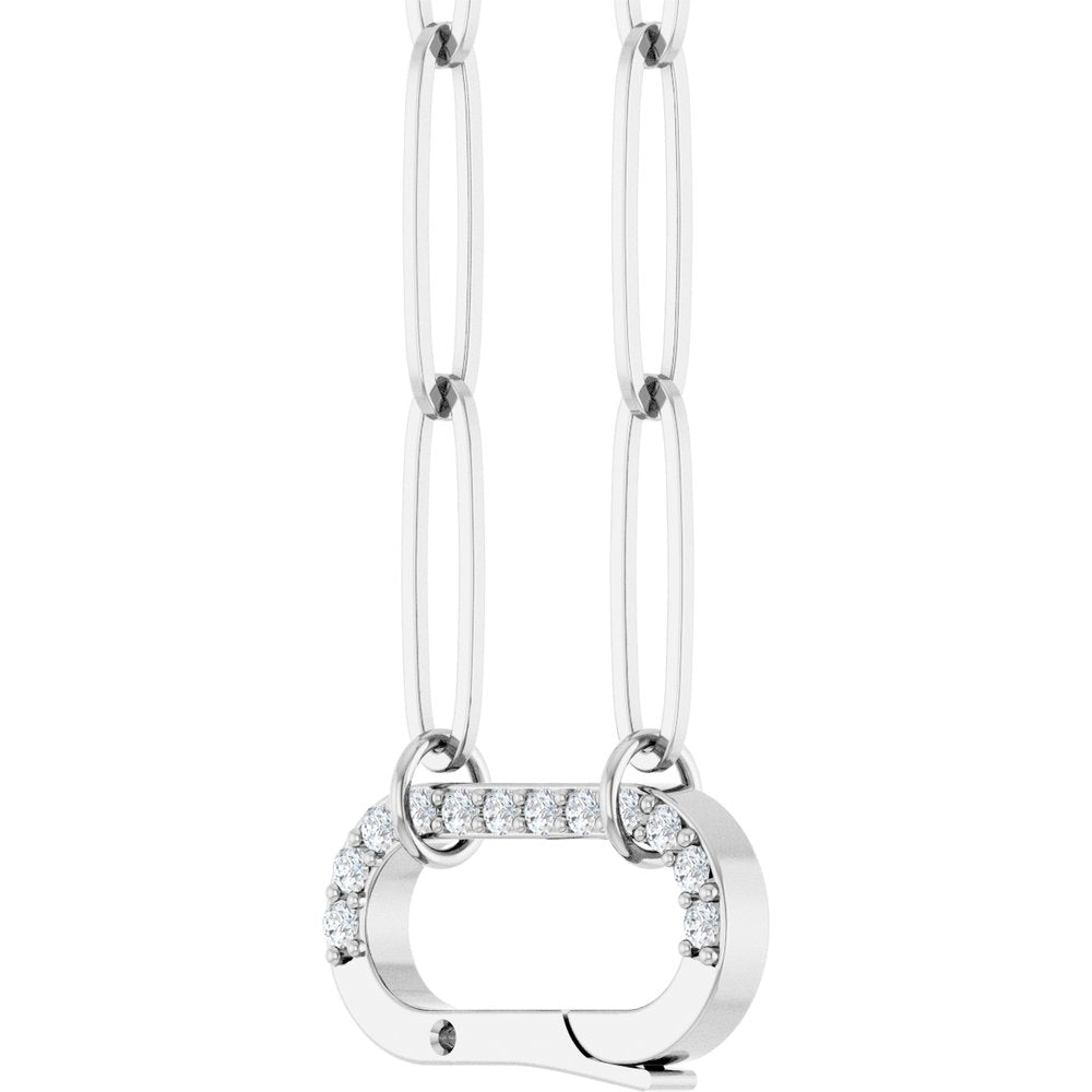 14K White Gold .08 CTW Natural Diamond Charm 16" Necklace