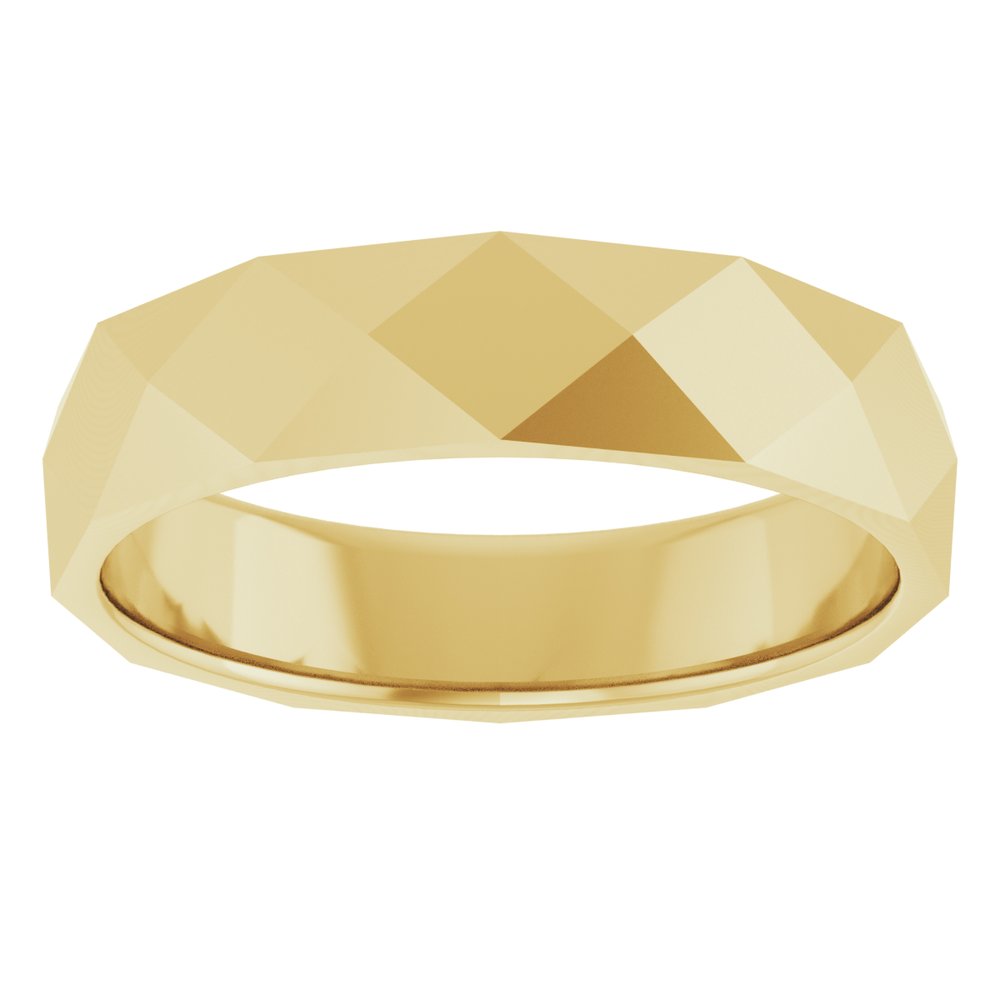 14K Yellow Gold 4.5 mm Geometric Faceted Flat Band Size 8.5
