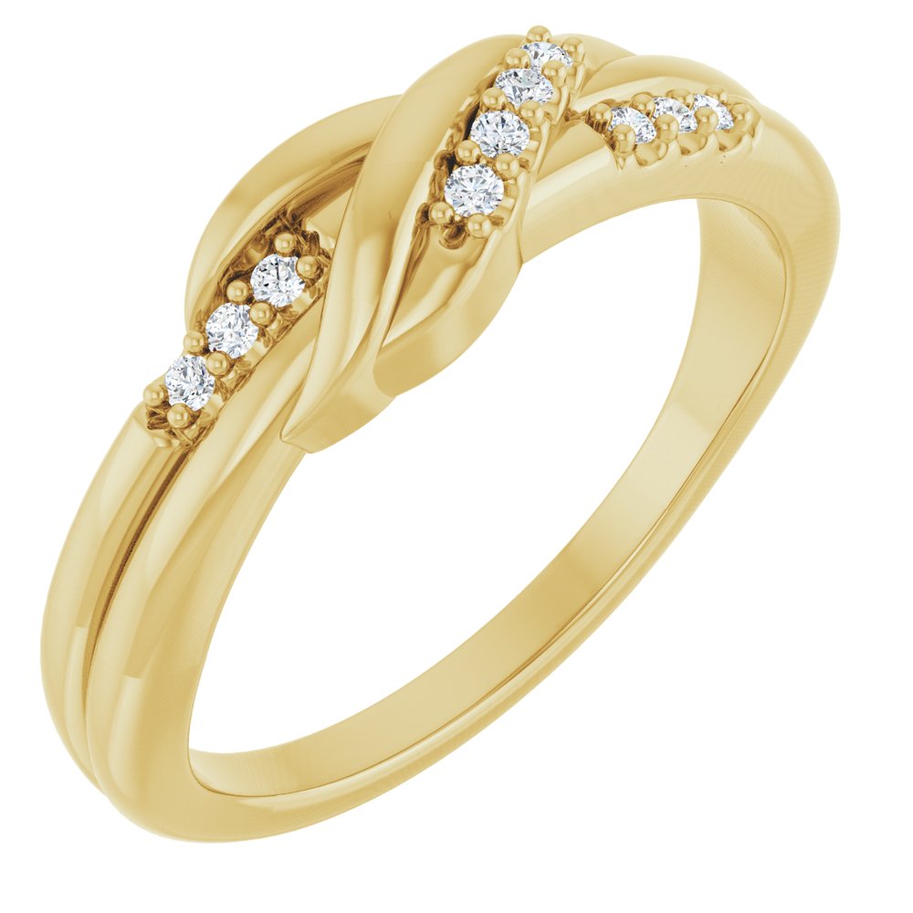 14K Yellow .07 CTW Natural Diamond Knot Ring