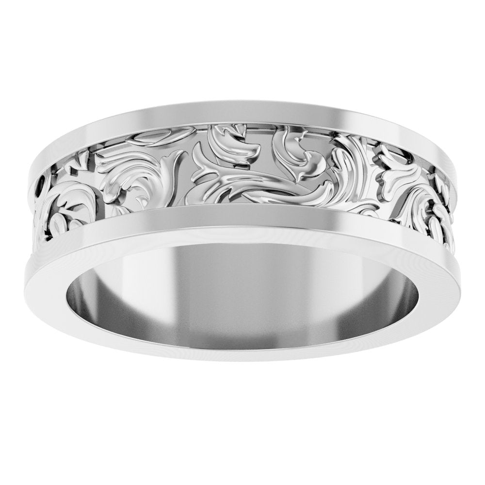 Sterling Silver 6.5 mm Sculptural Flat Band Size 7.5