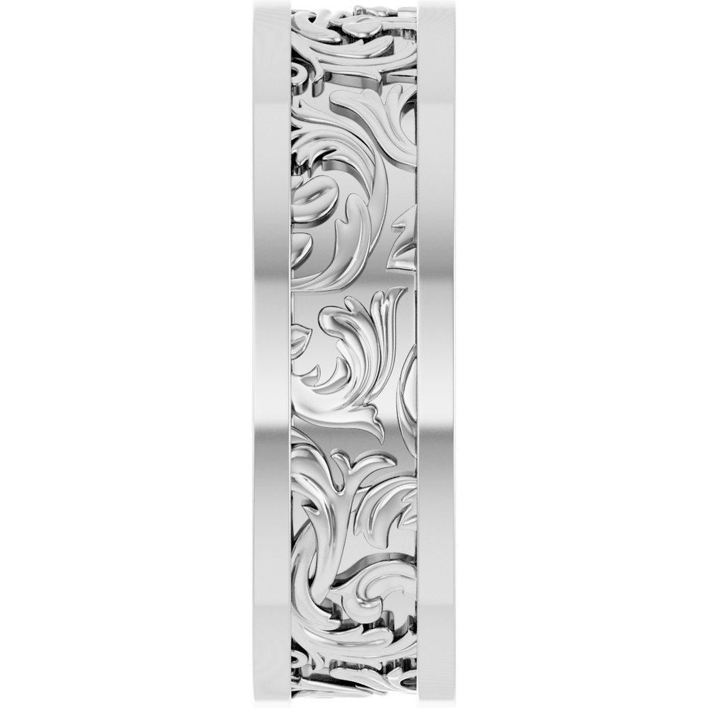 Sterling Silver 6.5 mm Sculptural Flat Band Size 7.5