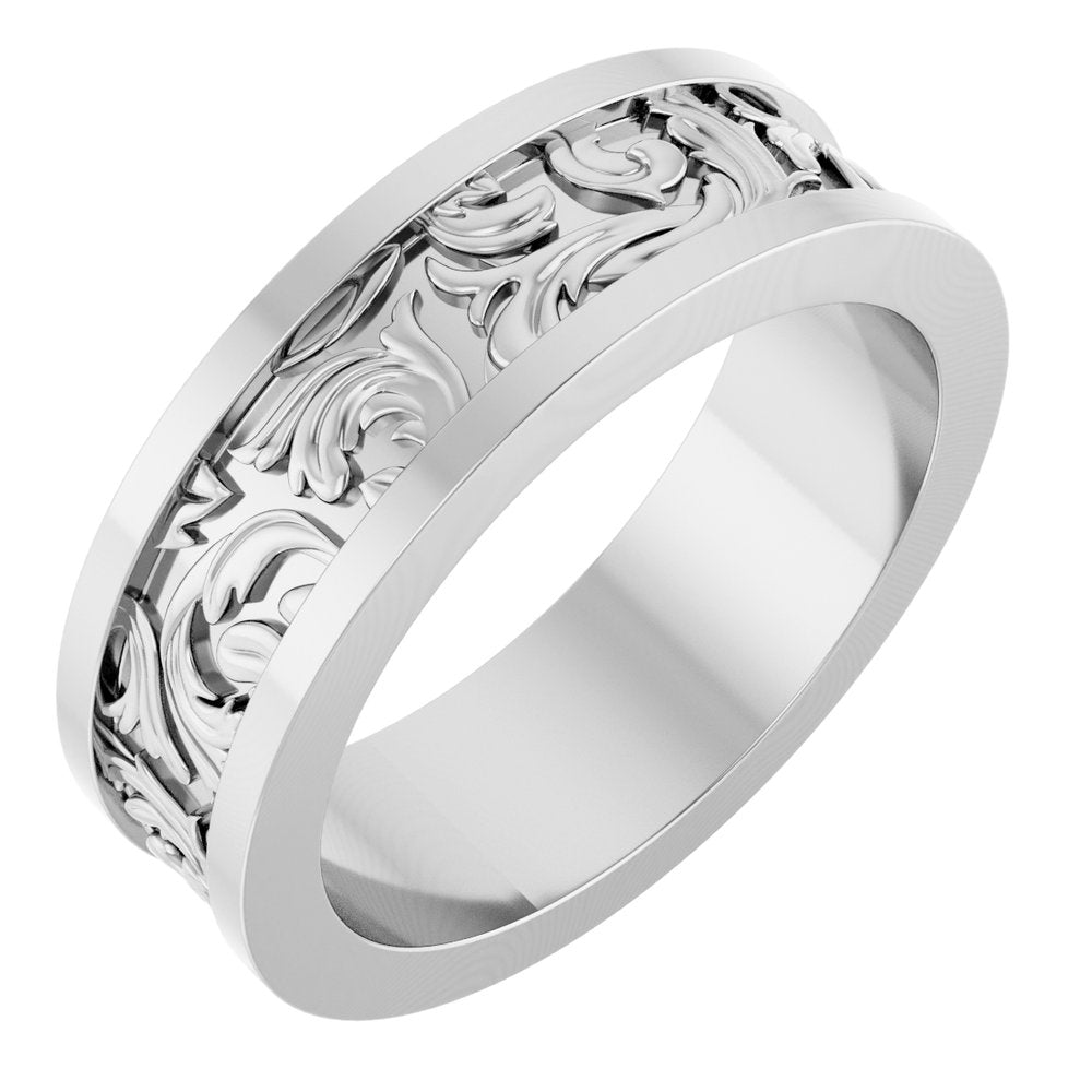 Sterling Silver 6.5 mm Sculptural Flat Band Size 7.5