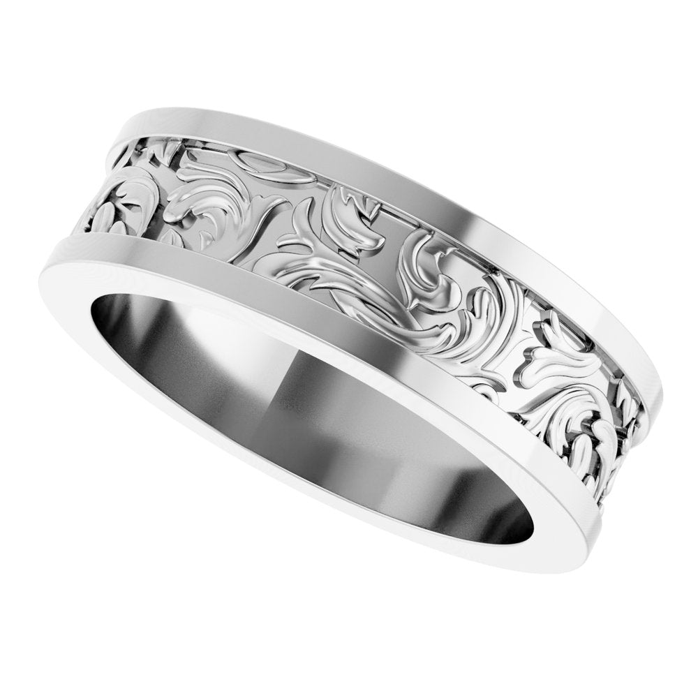 Sterling Silver 6.5 mm Sculptural Flat Band Size 7.5