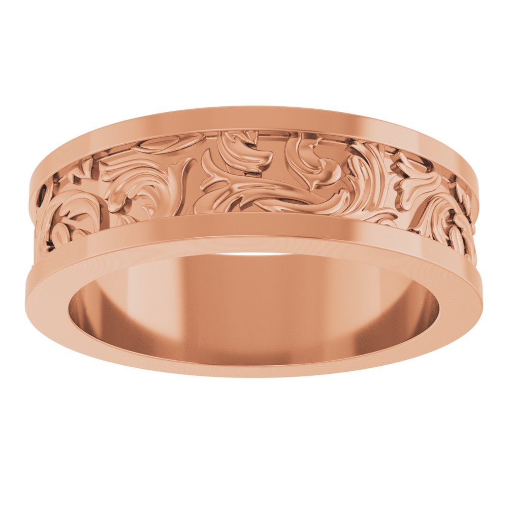 14K Rose Gold 6.5 mm Sculptural Flat Band Size 8
