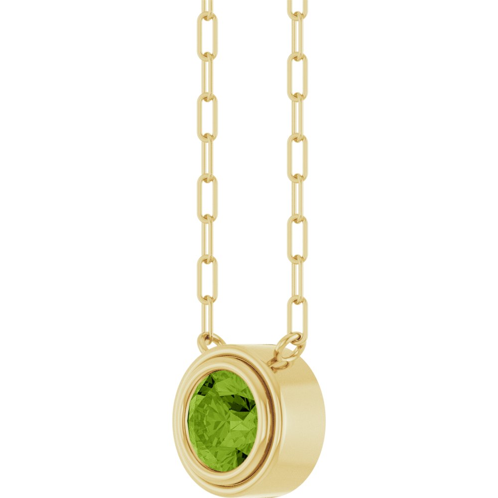 14K Yellow Gold Natural Peridot 18" Necklace