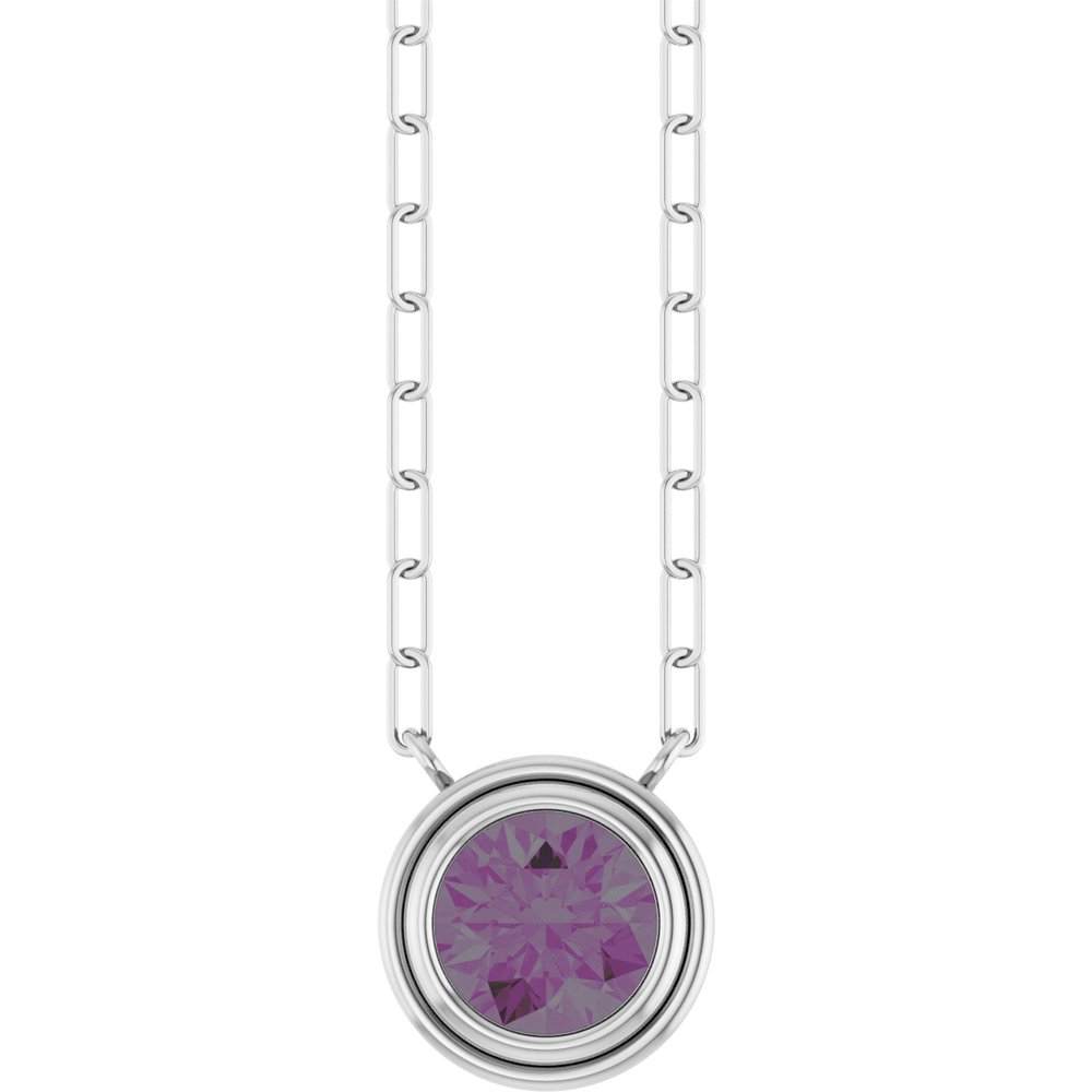 14K White Gold Lab-Grown Alexandrite 18" Necklace