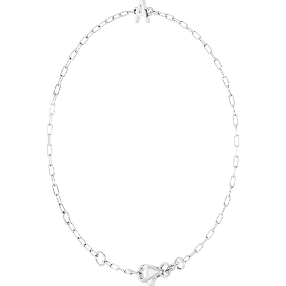 14K White Gold Sans Serif Initial A 6 1/2-7 1/2" Bracelet