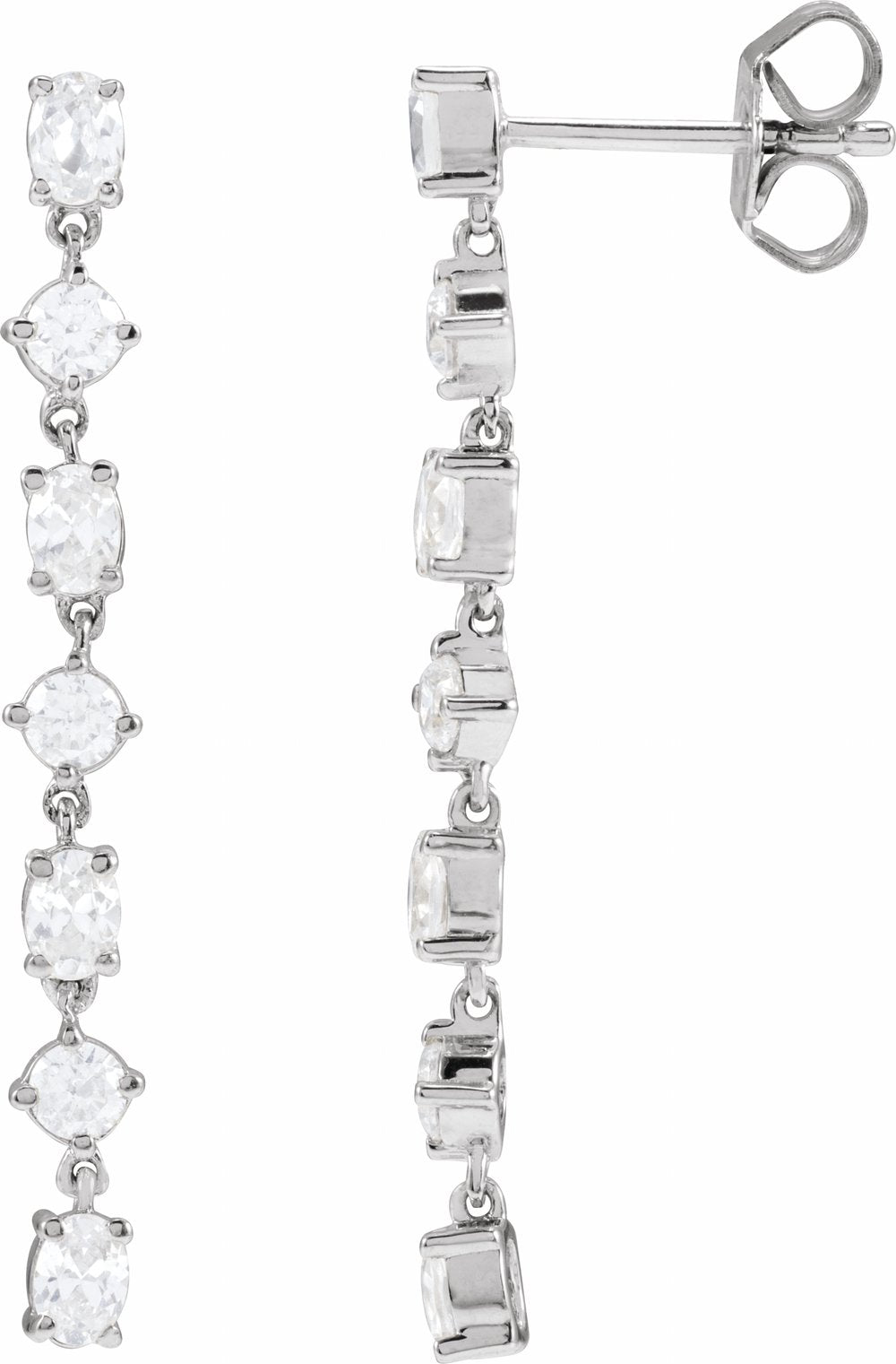 14K White Gold 1 1/5 CTW Lab-Grown Diamond Dangle Earrings
