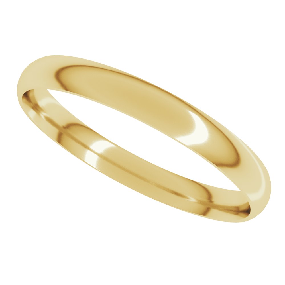 14K Yellow Gold 2.5 mm Ultra-Lightweight Comfort-Fit Half Round Band Size 6