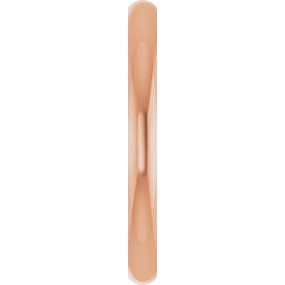 18K Rose Gold 2 mm Ultra-Lightweight Comfort-Fit Half Round Band Size 8