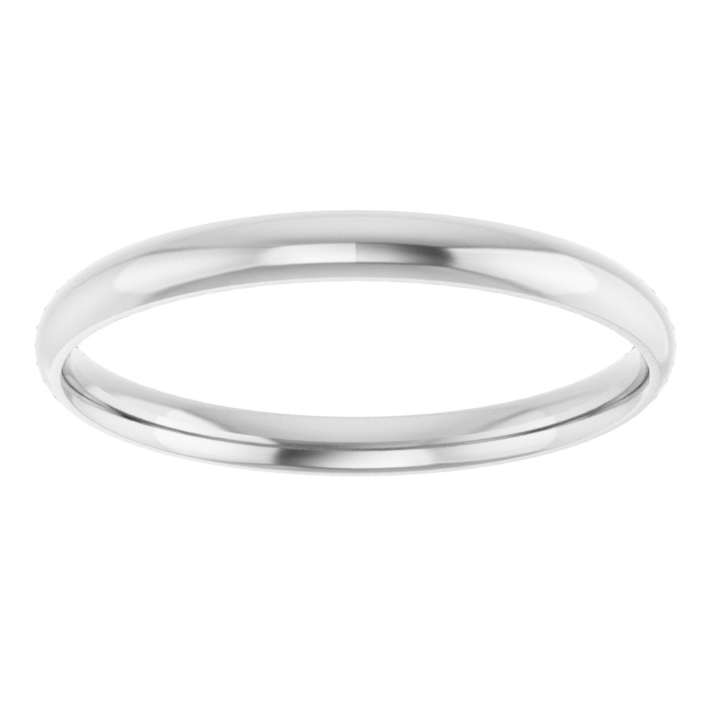10K White Gold 2 mm Ultra-Lightweight Comfort-Fit Half Round Band Size 6