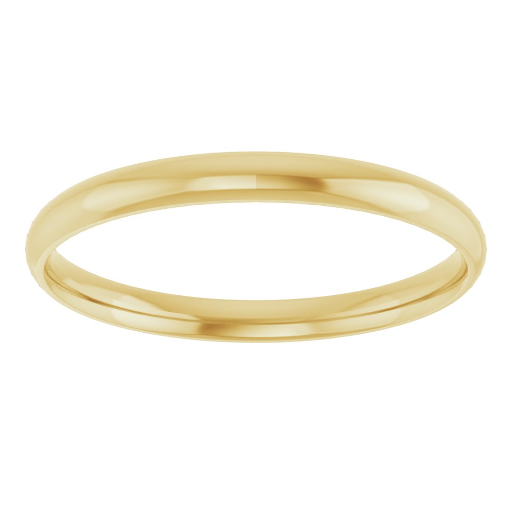 10K Yellow Gold 2 mm Ultra-Lightweight Comfort-Fit Half Round Band Size 5.5