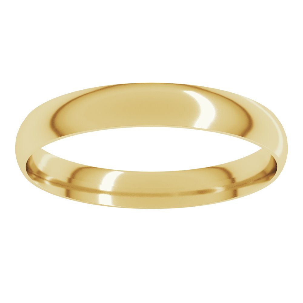18K Yellow Gold 3 mm Ultra-Lightweight Comfort-Fit Half Round Band Size 6.5