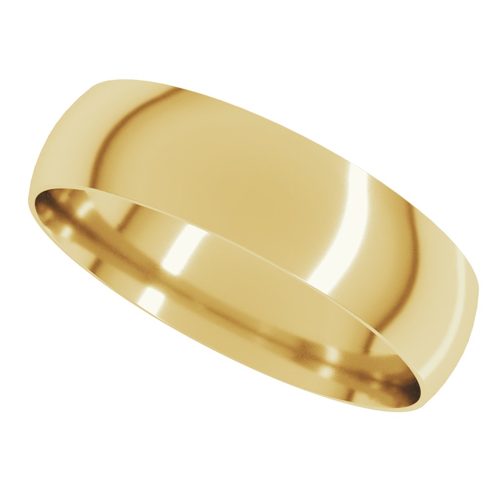 10K Yellow Gold 5 mm Ultra-Lightweight Comfort-Fit Half Round Band Size 7