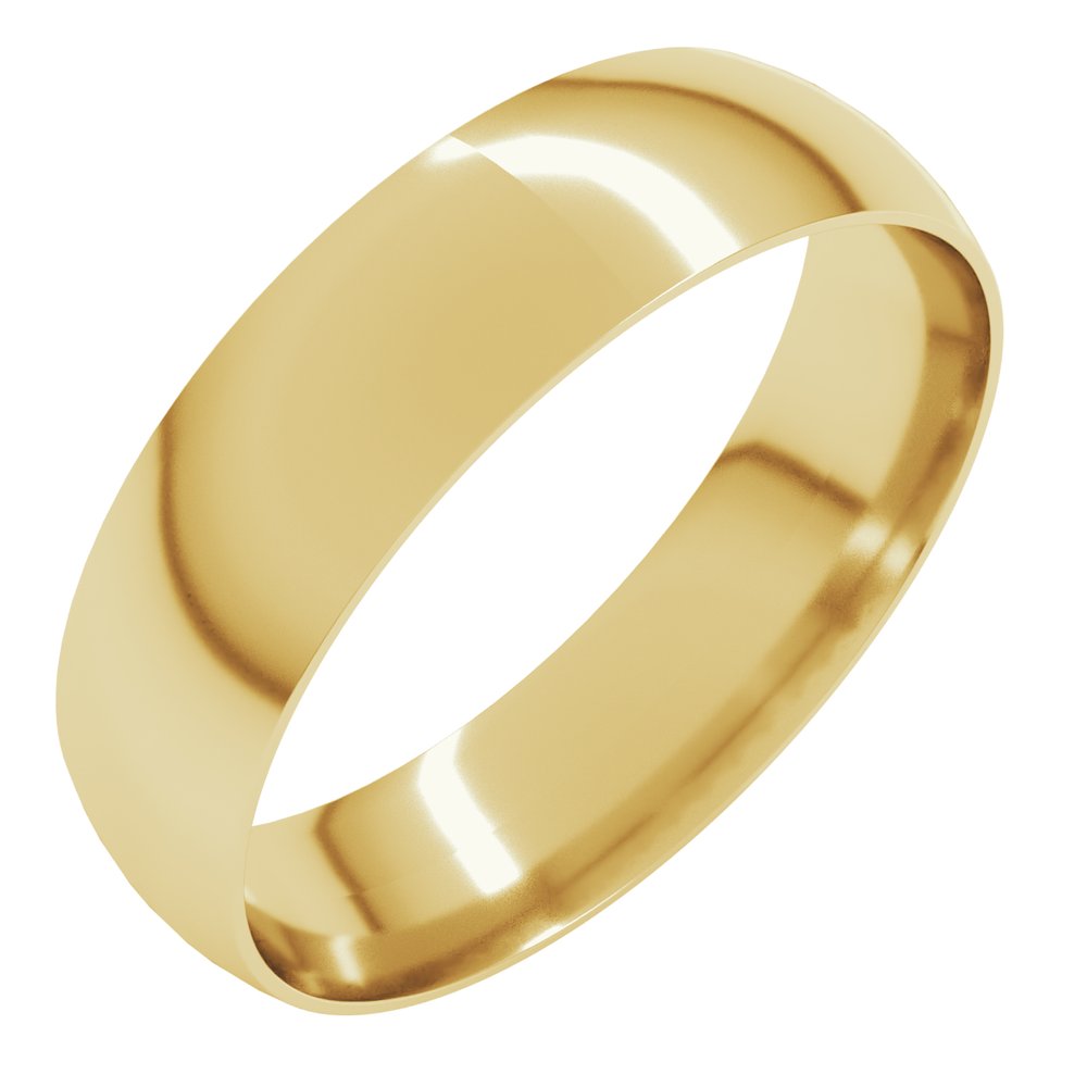 10K Yellow Gold 5 mm Ultra-Lightweight Comfort-Fit Half Round Band Size 7