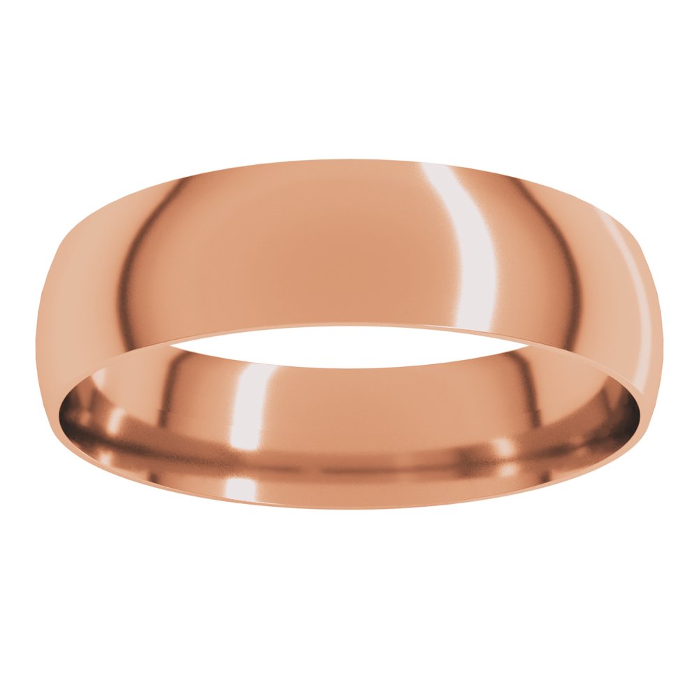 14K Rose Gold 5 mm Ultra-Lightweight Comfort-Fit Half Round Band Size 8