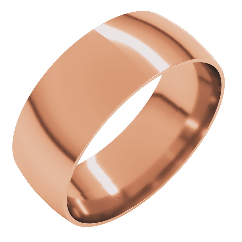 14K Rose 7 mm Ultra-Lightweight Comfort-Fit Half Round Band Size 9