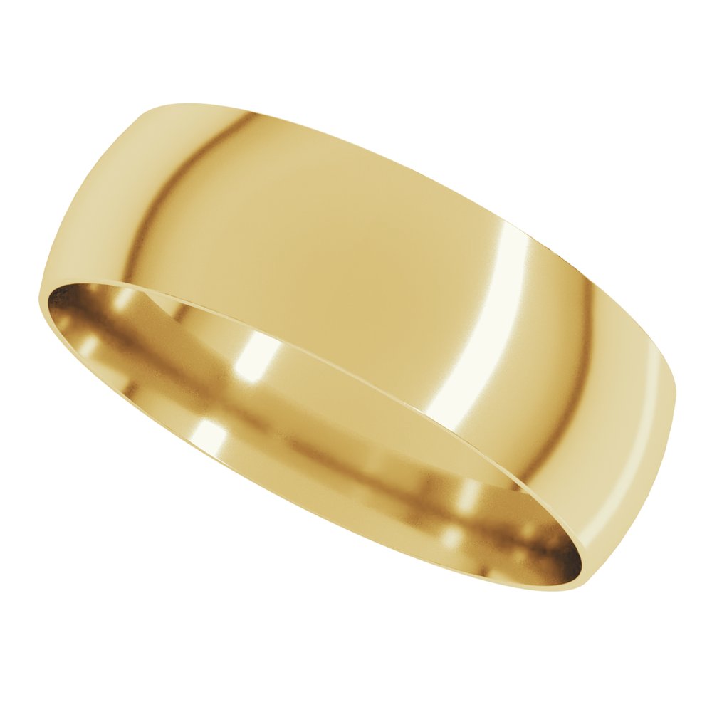 14K Yellow Gold 6 mm Ultra-Lightweight Comfort-Fit Half Round Band Size 7.5