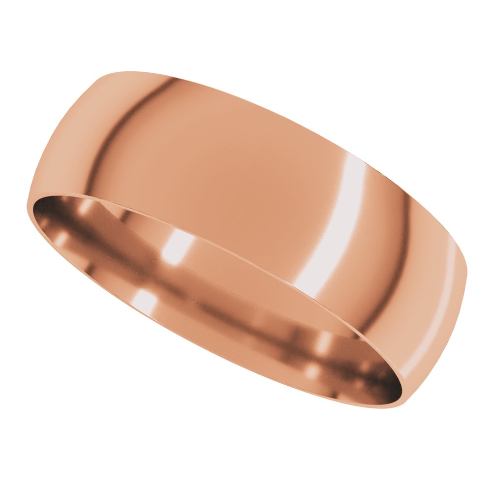 18K Rose Gold 6 mm Ultra-Lightweight Comfort-Fit Half Round Band Size 11
