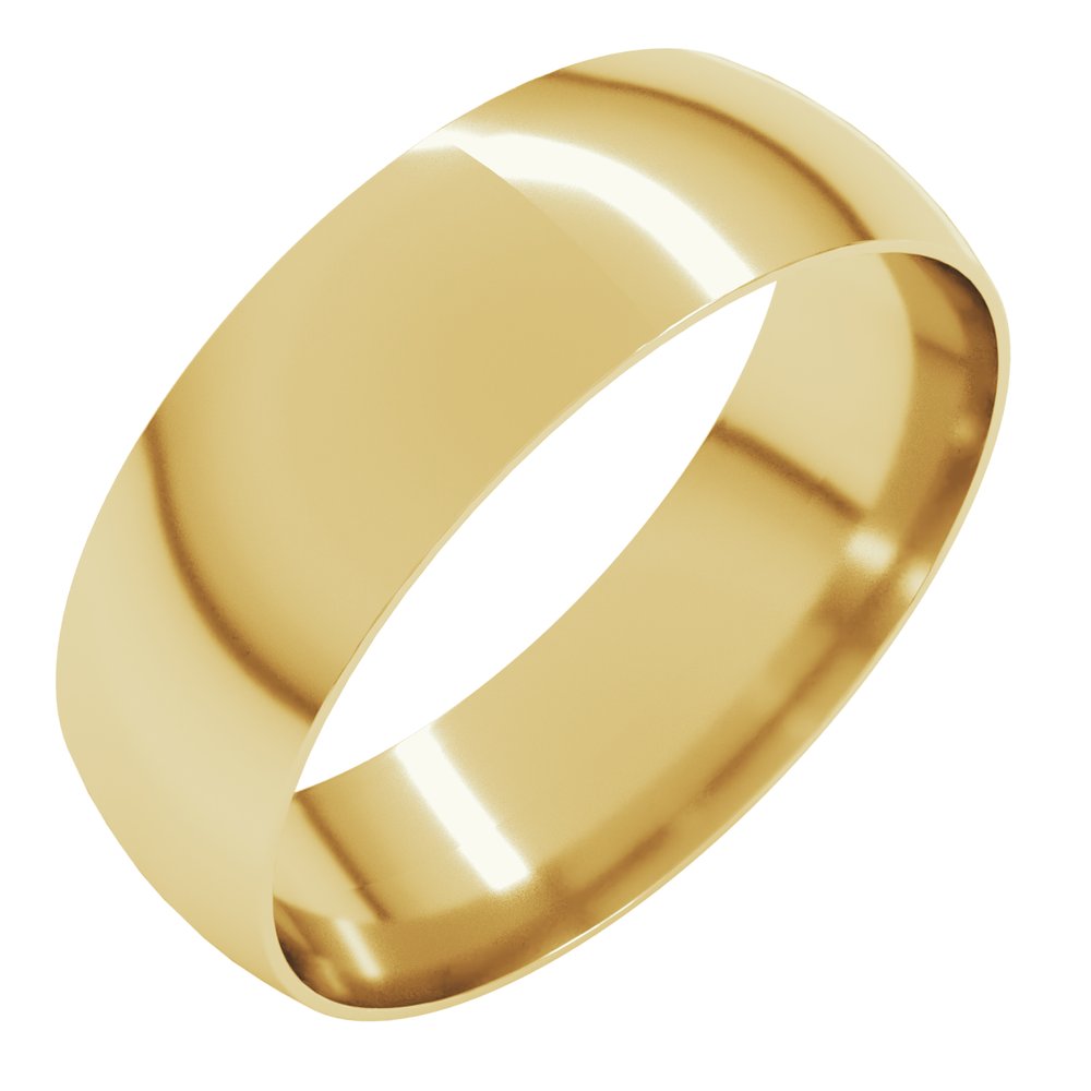 14K Yellow Gold 6 mm Ultra-Lightweight Comfort-Fit Half Round Band Size 7.5