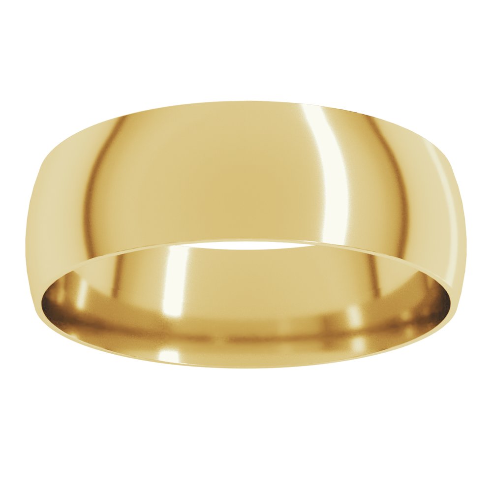 14K Yellow Gold 6 mm Ultra-Lightweight Comfort-Fit Half Round Band Size 7.5