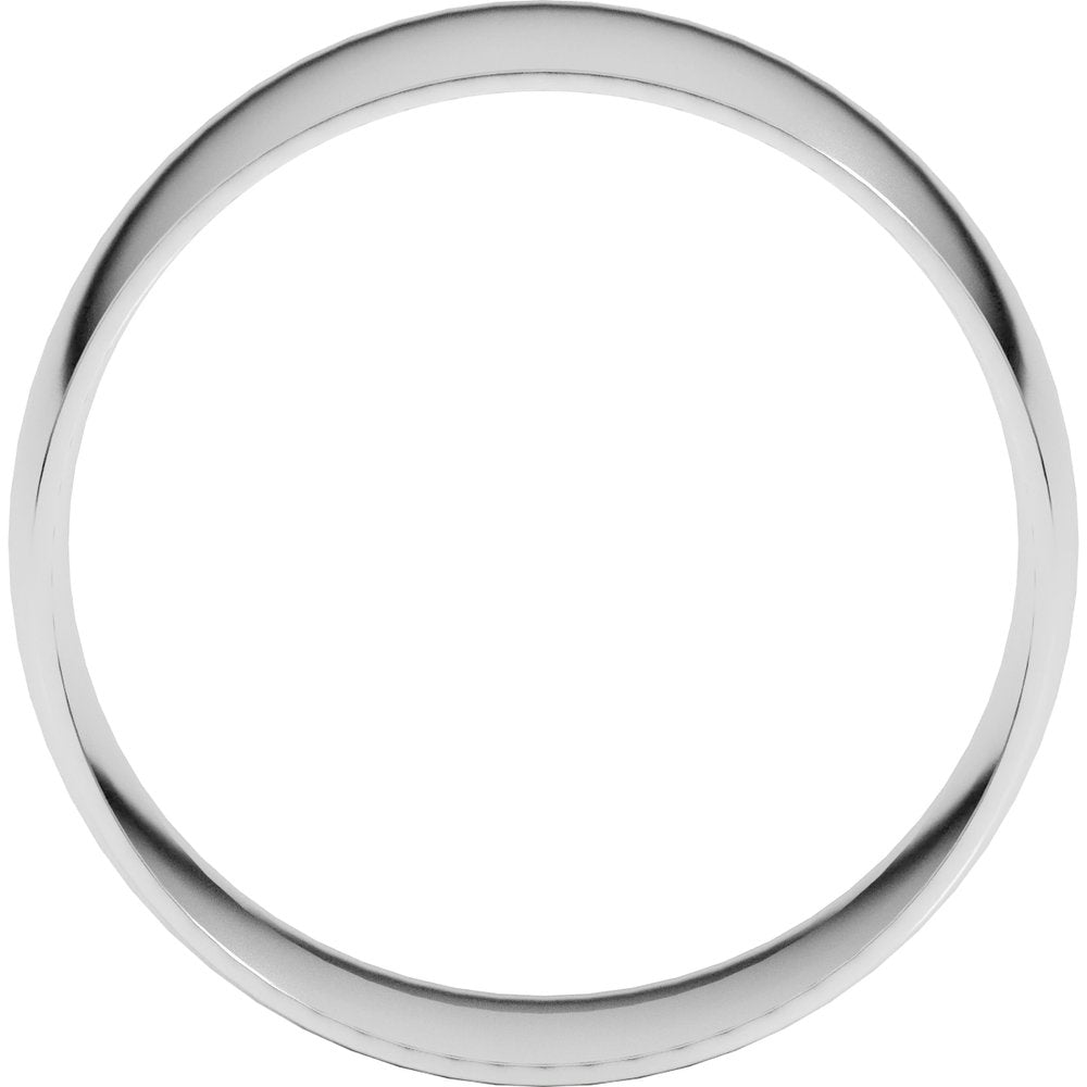 Platinum 9 mm Ultra-Lightweight Comfort-Fit Half Round Band Size 11.5