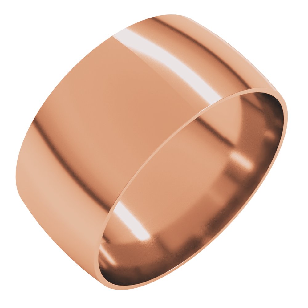 14K Rose Gold 9 mm Ultra-Lightweight Comfort-Fit Half Round Band Size 11