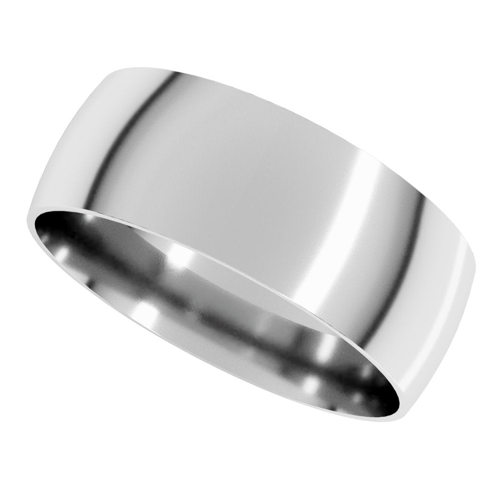 14K White Gold 7 mm Ultra-Lightweight Comfort-Fit Half Round Band Size 9.5