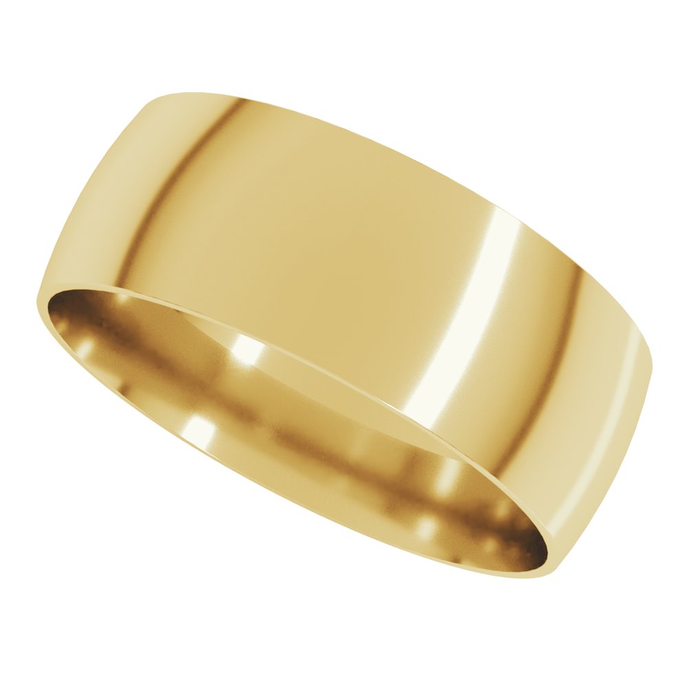 10K Yellow Gold 7 mm Ultra-Lightweight Comfort-Fit Half Round Band Size 7
