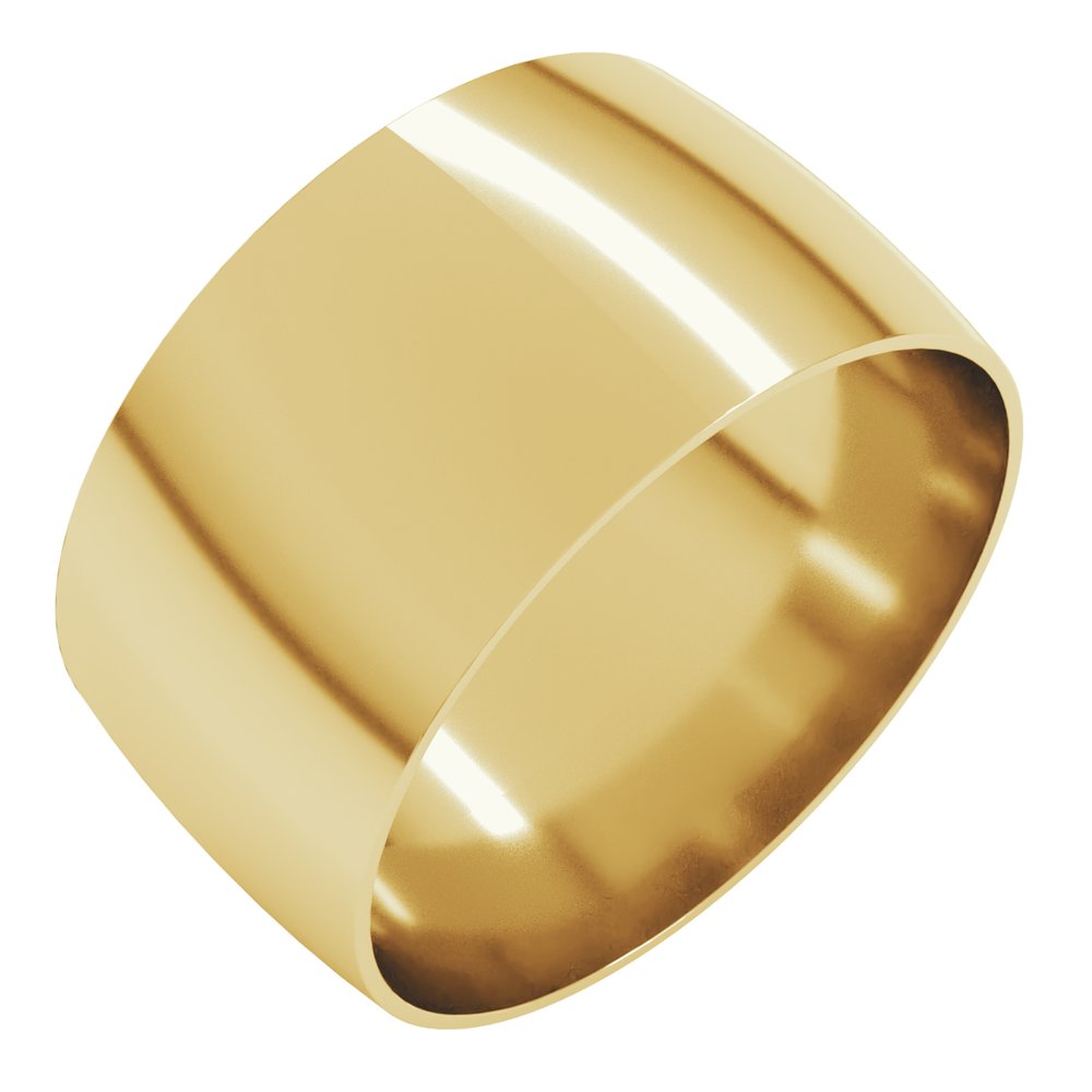 14K Yellow Gold 10 mm Ultra-Lightweight Comfort-Fit Half Round Band Size 10.5