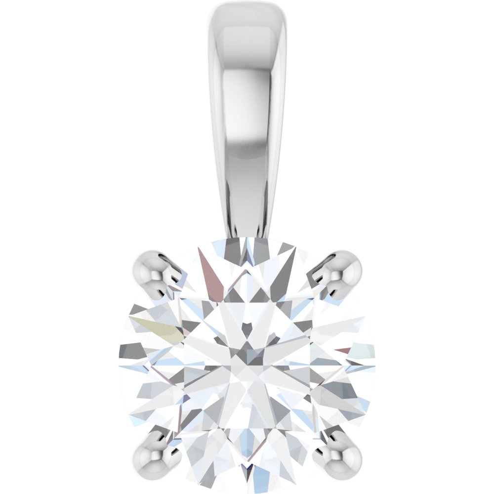 14K White Gold 1/2 CT Natural Diamond Pendant