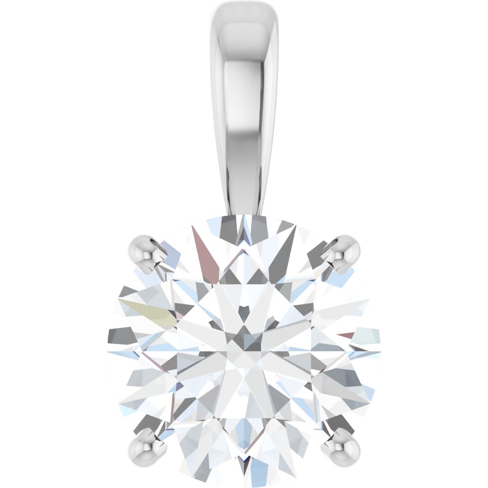 14K White Gold 2 CT Lab-Grown Diamond Pendant