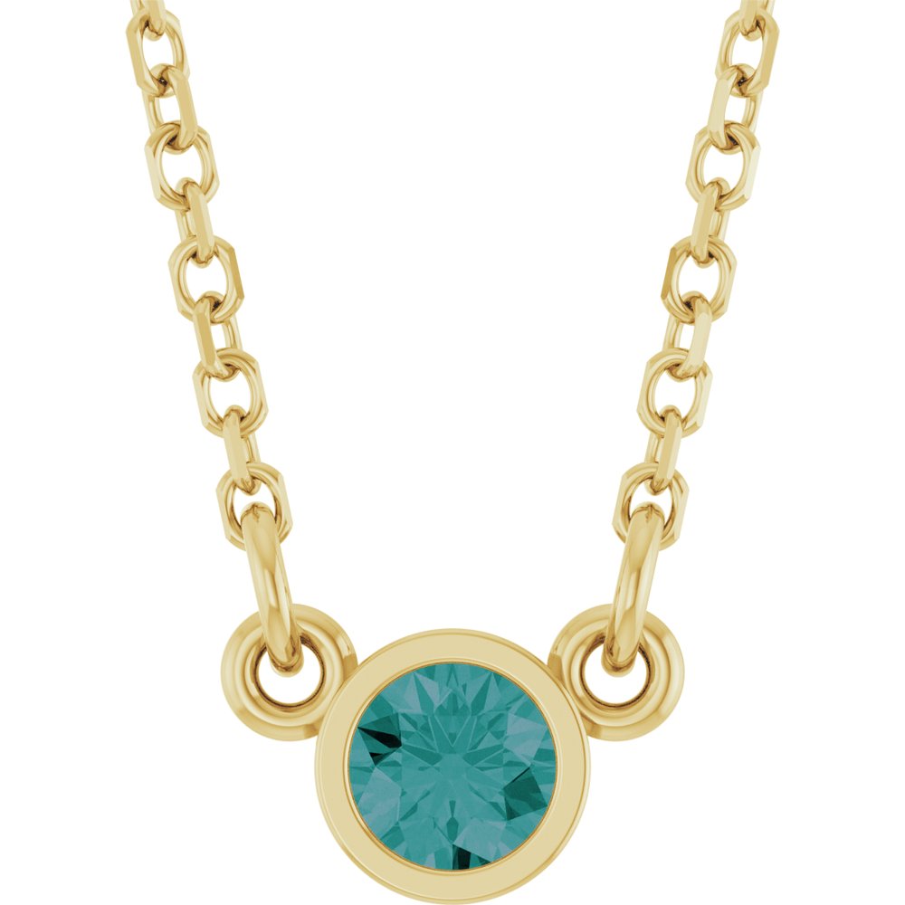 14K Yellow Lab-Grown Alexandrite Solitaire 16" Necklace