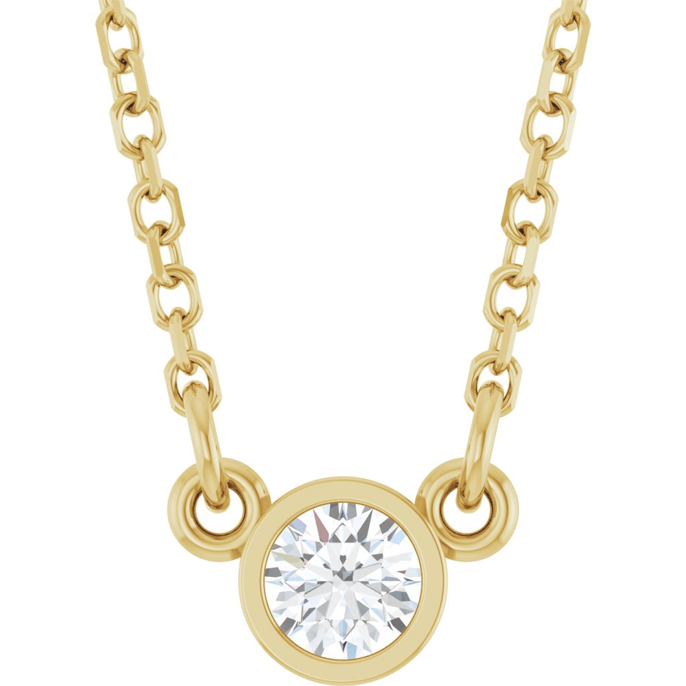 14K Yellow Stuller Lab-Grown Moissanite Solitaire 18" Necklace