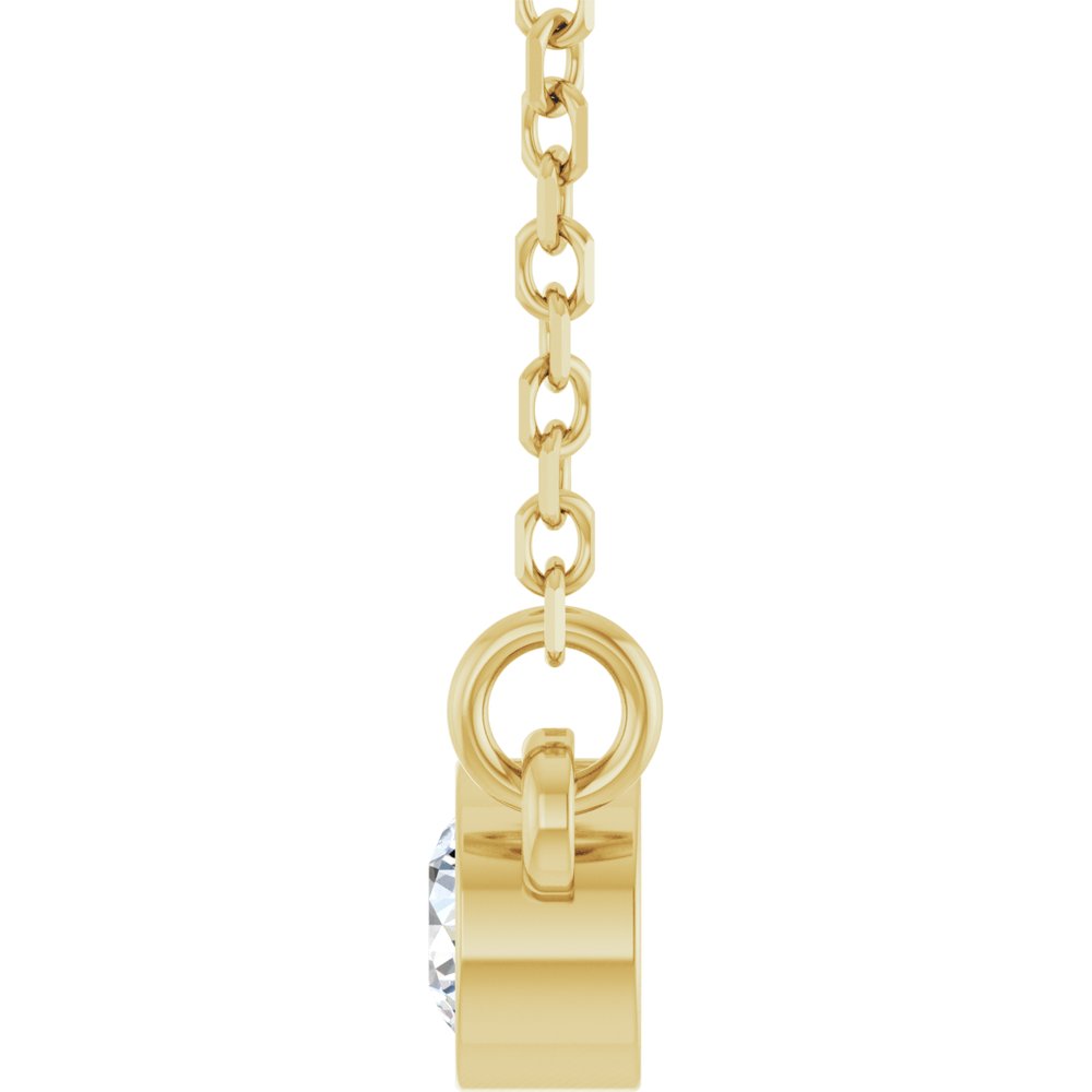 14K Yellow Gold 1/10 CT Natural Diamond Solitaire 18" Necklace