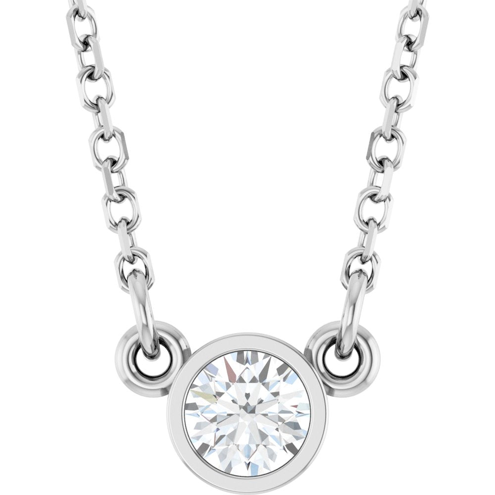 14K White 1/6 CT Lab-Grown Diamond Solitaire 18" Necklace