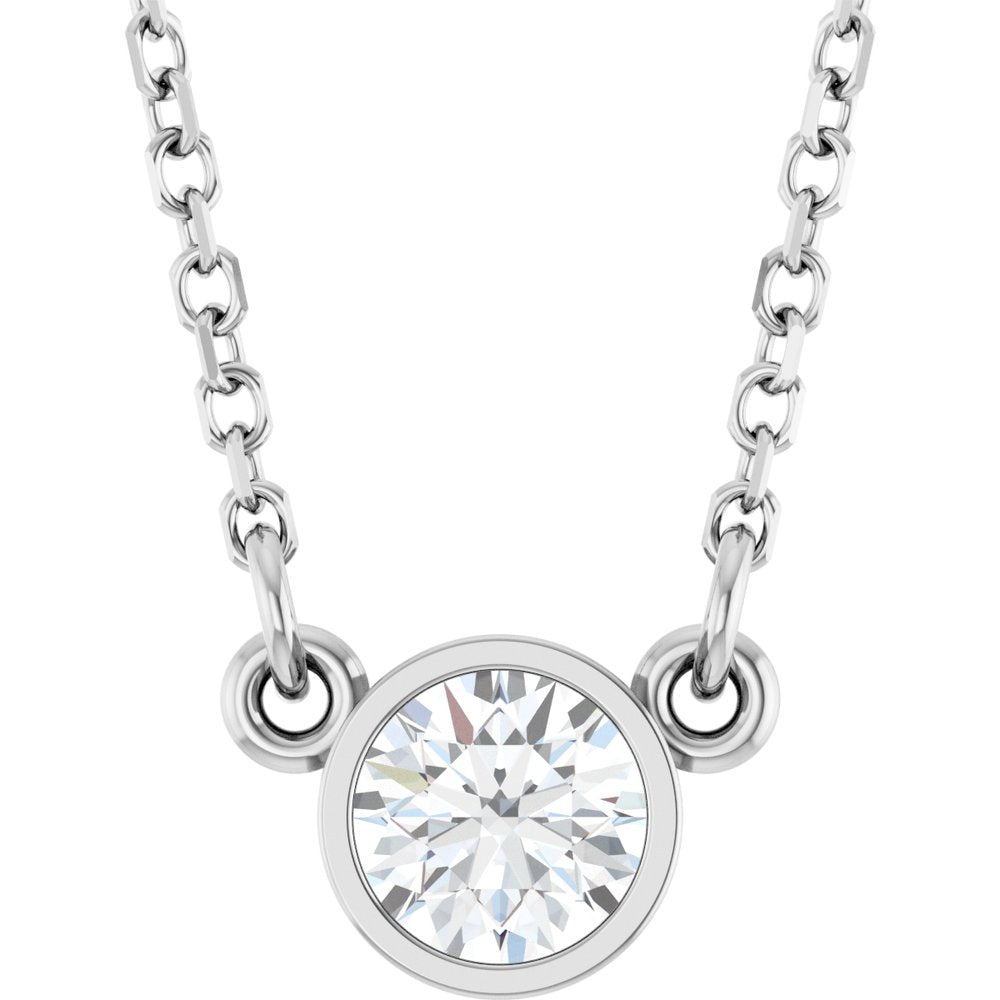 14K White 1/4 CT Natural Diamond Solitaire 18" Necklace