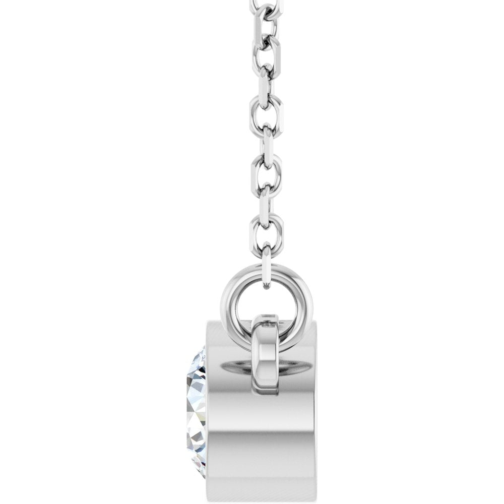Rhodium-Plated Sterling Silver Imitation Diamond Solitaire 16" Necklace